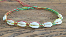 Load image into Gallery viewer, Hemp Necklace Rasta with Cowrie Shells - sunnybeachjewelry