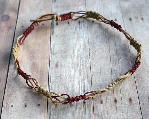 Hemp Necklace Two Colors Burgundy Natural Beach Jewelry