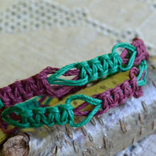 Load image into Gallery viewer, Hemp Necklace Two Colors Purple Green Beach Jewelry - sunnybeachjewelry