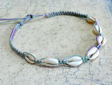Load image into Gallery viewer, Hemp Necklace with Cowrie Shells Beach Pastel Colors - sunnybeachjewelry