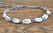 Load image into Gallery viewer, Hemp Necklace with Cowrie Shells Beach Pastel Colors - sunnybeachjewelry