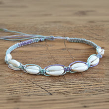 Load image into Gallery viewer, Hemp Necklace with Cowrie Shells Beach Pastel Colors - sunnybeachjewelry