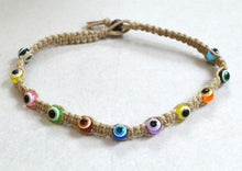Load image into Gallery viewer, Hemp Necklace With Evil Eye Beads - sunnybeachjewelry