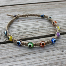 Load image into Gallery viewer, Hemp Necklace With Evil Eye Beads - sunnybeachjewelry