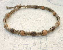 Load image into Gallery viewer, Hemp Necklace With Wooden And Metal Beads - sunnybeachjewelry