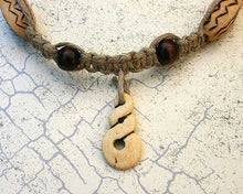 Load image into Gallery viewer, Hemp Necklace With Wooden Beads And Bone Twist - sunnybeachjewelry