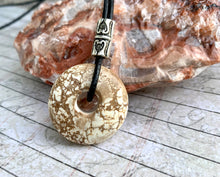 Load image into Gallery viewer, Leather Necklace With Magnesite Donut