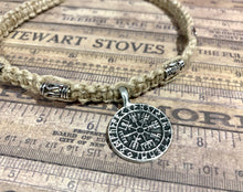 Load image into Gallery viewer, Viking Shield Pendant with Runes - Good Luck Charm -Rune-- Norse/Warrior/Protection/Amulet - Hemp Necklace