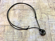 Load image into Gallery viewer, Leather Necklace With Black Hemalyke Donut