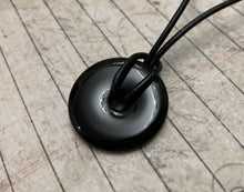Load image into Gallery viewer, Leather Necklace With Black Onyx Donut