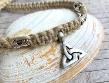 Load image into Gallery viewer, Thick Hemp Surfer Necklace with Celtic Triskelion – Phatty Style Natural Necklace