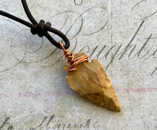 Load image into Gallery viewer, Arrowhead Leather Necklace – Handmade Flint Stone Tribal Jewelry