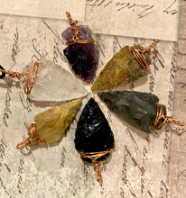 Load image into Gallery viewer, Primitive Amethyst Arrowhead Necklace – Natural Leather Cord Design