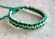 Load image into Gallery viewer, Seafarer Knot – Handmade Natural Hemp Bracelet Green And White Colors
