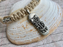 Load image into Gallery viewer, Surfer Phatty Thick Hemp Necklace With Surfboard Cross