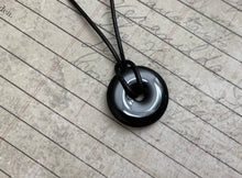 Load image into Gallery viewer, Leather Necklace With Black Onyx Donut