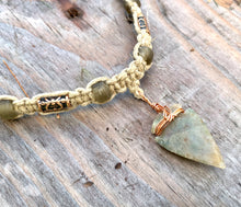 Load image into Gallery viewer, Handcrafted Tribal Necklace | Real Flint Arrowhead on Hemp Cord | Men's Tribal Necklace