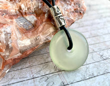 Load image into Gallery viewer, Leather Necklace With Sea Glass Donut