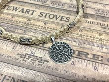 Load image into Gallery viewer, Viking Shield Pendant with Runes - Good Luck Charm -Rune-- Norse/Warrior/Protection/Amulet - Hemp Necklace