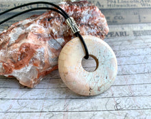 Load image into Gallery viewer, Leather Necklace With Magnesite Donut