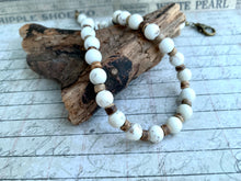 Load image into Gallery viewer, White Magnesite Necklace Real Stone Mens Primitive Jewelry, Men's Tribal Necklace, Rustic Choker for Men