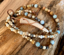Load image into Gallery viewer, Antler Tip Necklace Amazonite Horn Primitive Jewelry, Tribal Necklace, Rustic Choker
