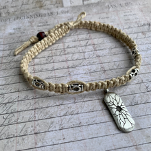 Load image into Gallery viewer, Thick hemp necklace with pewter pendant