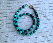 Load image into Gallery viewer, Magnesite Necklace Real Stone Mens Primitive Jewelry, Men's Tribal Necklace, Rustic Choker for Men