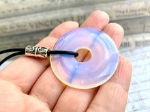 Load image into Gallery viewer, Leather Necklace With Opal Glass Donut
