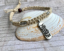 Load image into Gallery viewer, Surfer Phatty Thick Hemp Necklace With Surfboard Cross