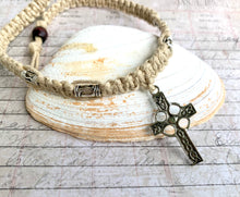 Load image into Gallery viewer, Surfer Phatty Thick Hemp Necklace With Celtic Cross