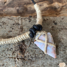 Load image into Gallery viewer, leather necklace with stone arrowhead pendant