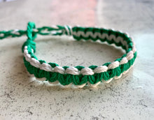 Load image into Gallery viewer, Seafarer Knot – Handmade Natural Hemp Bracelet Green And White Colors