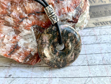 Load image into Gallery viewer, Leather Necklace With Rhodonite Donut