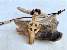 Load image into Gallery viewer, Surfer Phatty Thick Hemp Necklace With Bone Cross