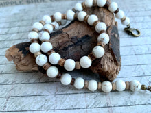 Load image into Gallery viewer, White Magnesite Necklace Real Stone Mens Primitive Jewelry, Men's Tribal Necklace, Rustic Choker for Men