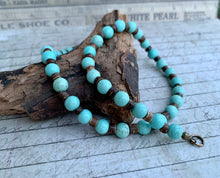 Load image into Gallery viewer, Magnesite Necklace Real Stone Mens Primitive Jewelry, Men's Tribal Necklace, Rustic Choker for Men