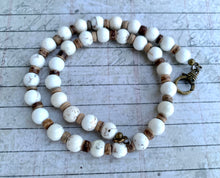 Load image into Gallery viewer, White Magnesite Necklace Real Stone Mens Primitive Jewelry, Men's Tribal Necklace, Rustic Choker for Men