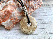 Load image into Gallery viewer, Leather Necklace With Magnesite Donut