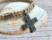 Load image into Gallery viewer, Surfer Phatty Thick Hemp Necklace With Celtic Cross