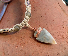 Load image into Gallery viewer, Handcrafted Tribal Necklace | Real Flint Arrowhead on Hemp Cord | Men's Tribal Necklace