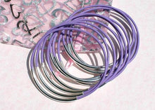 Load image into Gallery viewer, Leather Bangles Bracelets Lavender Gold Or Silver Metal Tubes - sunnybeachjewelry