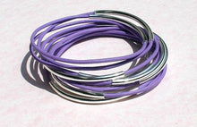 Load image into Gallery viewer, Leather Bangles Bracelets Lavender Gold Or Silver Metal Tubes - sunnybeachjewelry