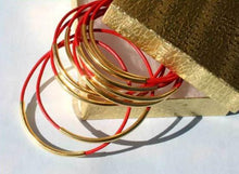 Load image into Gallery viewer, Leather Bangles Bracelets Red Gold Or Silver Metal Tubes - sunnybeachjewelry