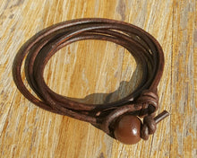 Load image into Gallery viewer, Leather Bracelet, Mens Triple Wrap Braided, Mens Bracelet 3mm - sunnybeachjewelry