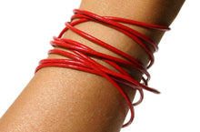 Load image into Gallery viewer, Leather Mens Bracelet 10 Wraps Surfer Style 2mm - sunnybeachjewelry