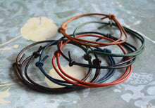 Load image into Gallery viewer, Leather Mens Bracelet Surfer Style 2mm - sunnybeachjewelry