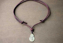 Load image into Gallery viewer, Leather Necklace With Buddha Coin Pendant - sunnybeachjewelry