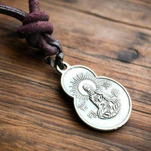 Load image into Gallery viewer, Leather Necklace With Buddha Coin Pendant - sunnybeachjewelry