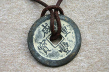 Load image into Gallery viewer, Leather Necklace With Large Chinese Coin Pendant - sunnybeachjewelry